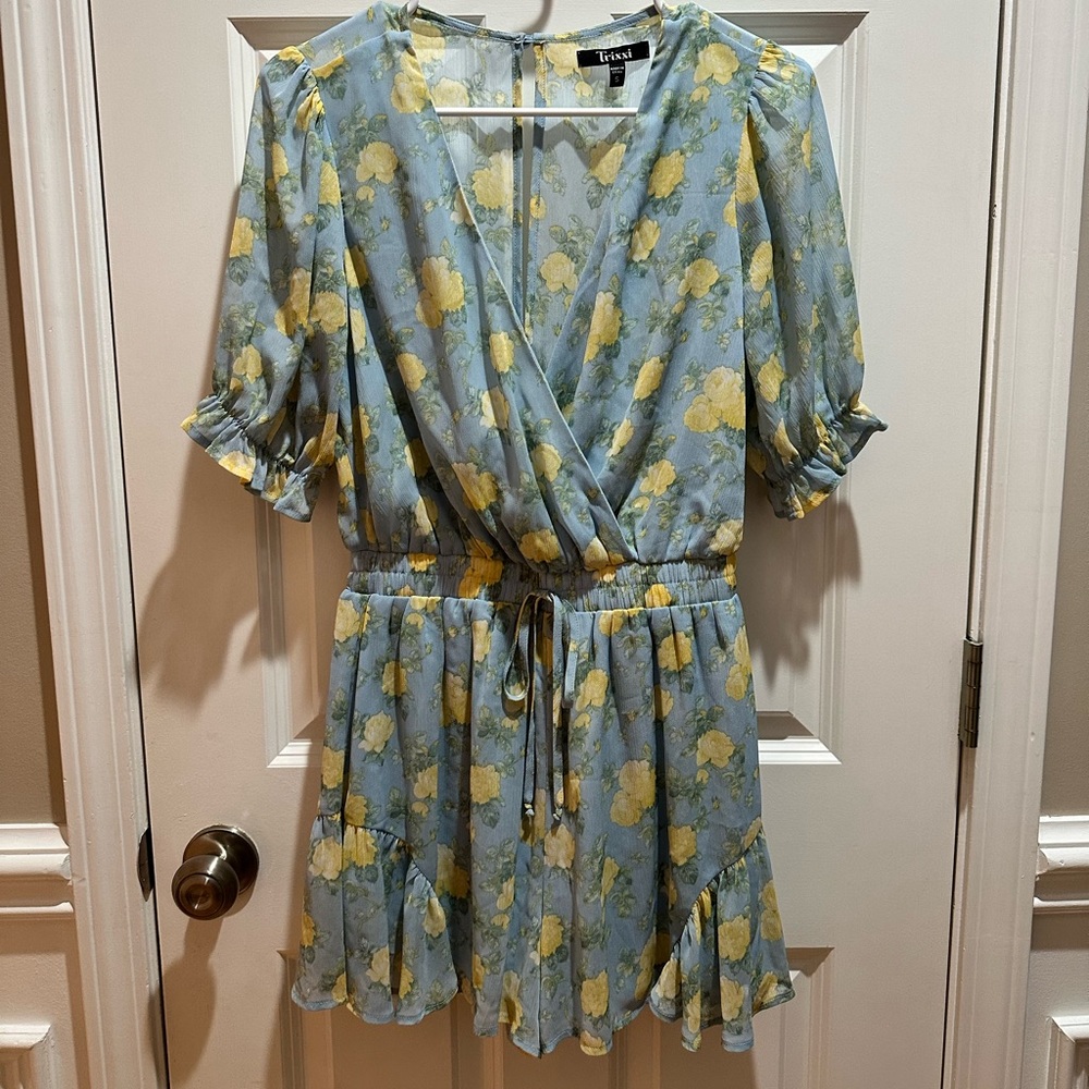 Trixxi Blue and Yellow Floral Mini Dress